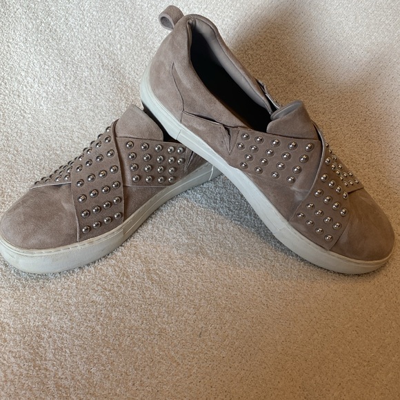 J/Slides—Silver Studded Taupe Slide - Picture 2 of 5